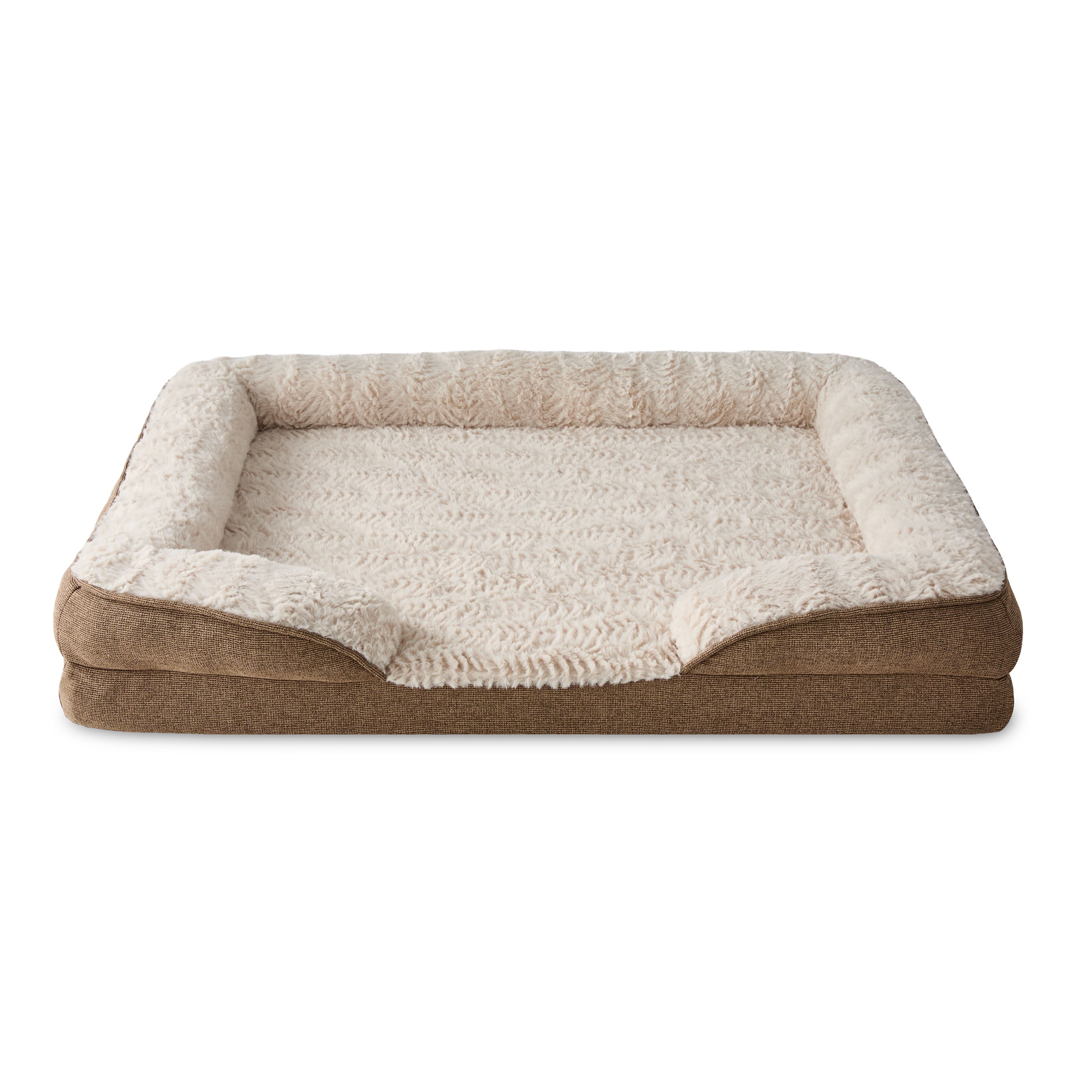 Vibrant Life Medium Orthopedic Bolster Dog Bed, Tan, 25" x 35"