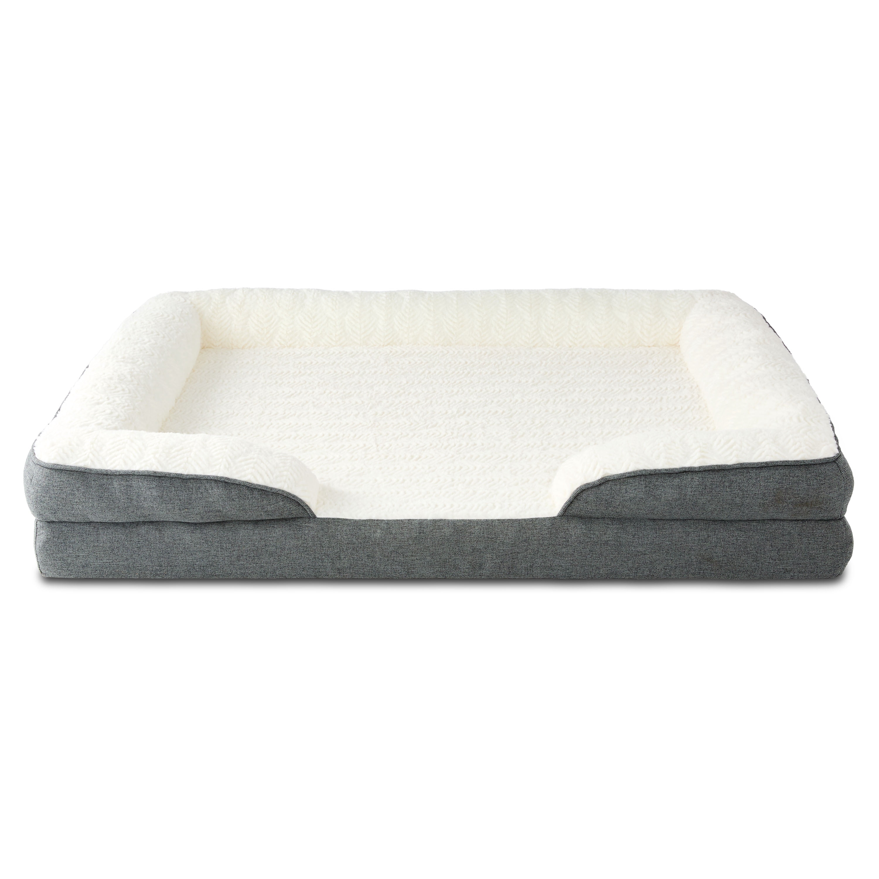 Vibrant Life Extra Large Orthopedic Bolster Dog Bed, Gray, 35" x 48"