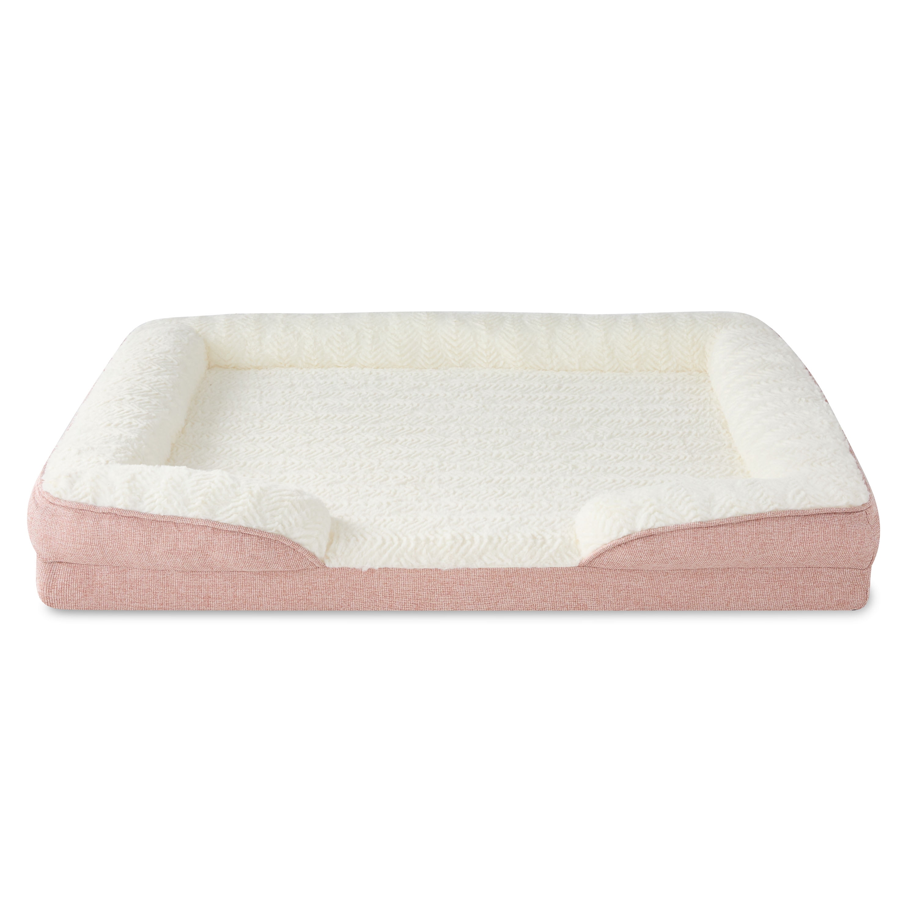 Vibrant Life Large Orthopedic Bolster Dog Bed, Pink, 32" x 42"