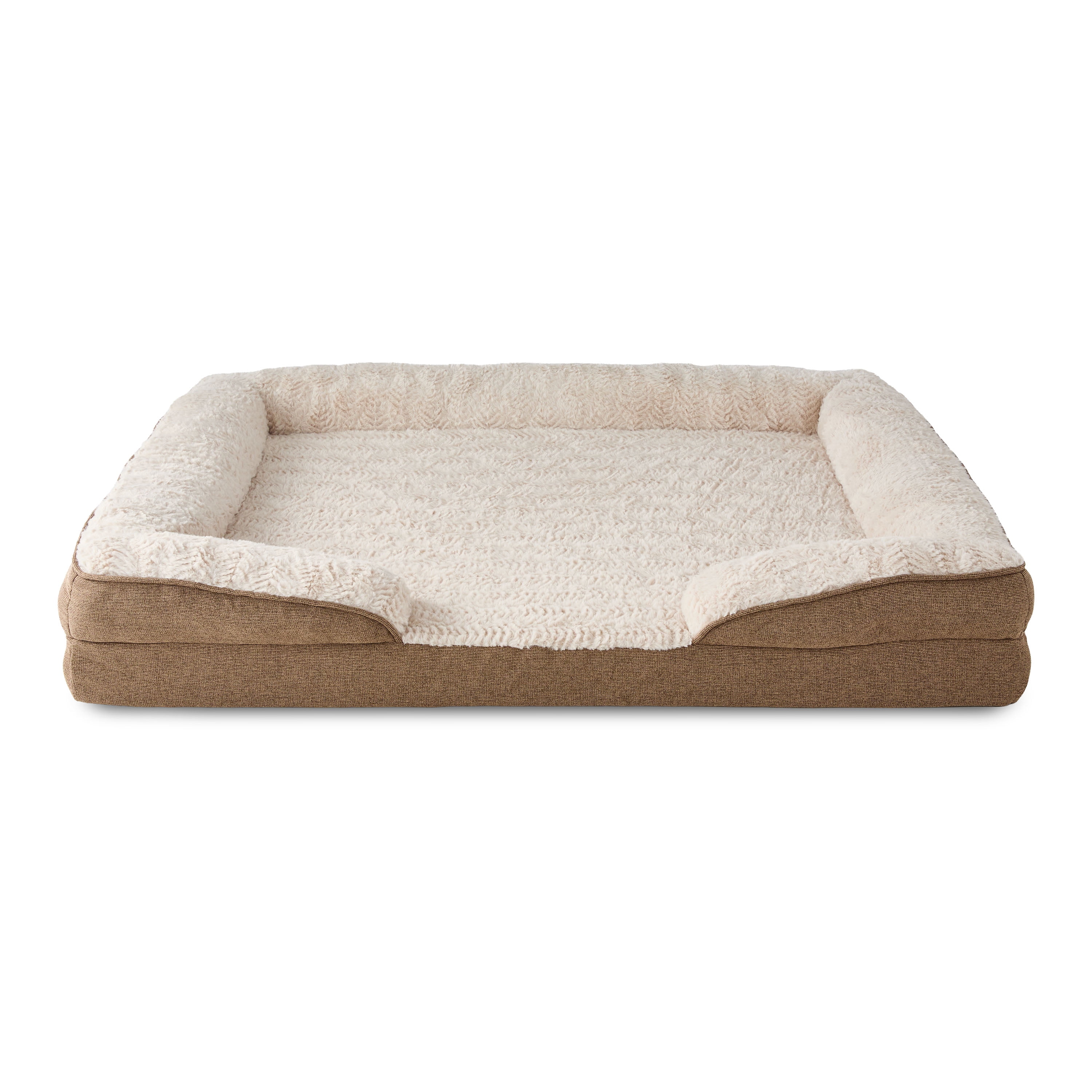 Vibrant Life Extra Large Orthopedic Bolster Dog Bed, Tan, 35" x 48"
