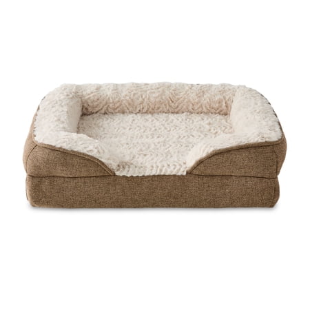 Vibrant Life Extra Small Orthopedic Bolster Dog Bed, Tan, 15" x 20"