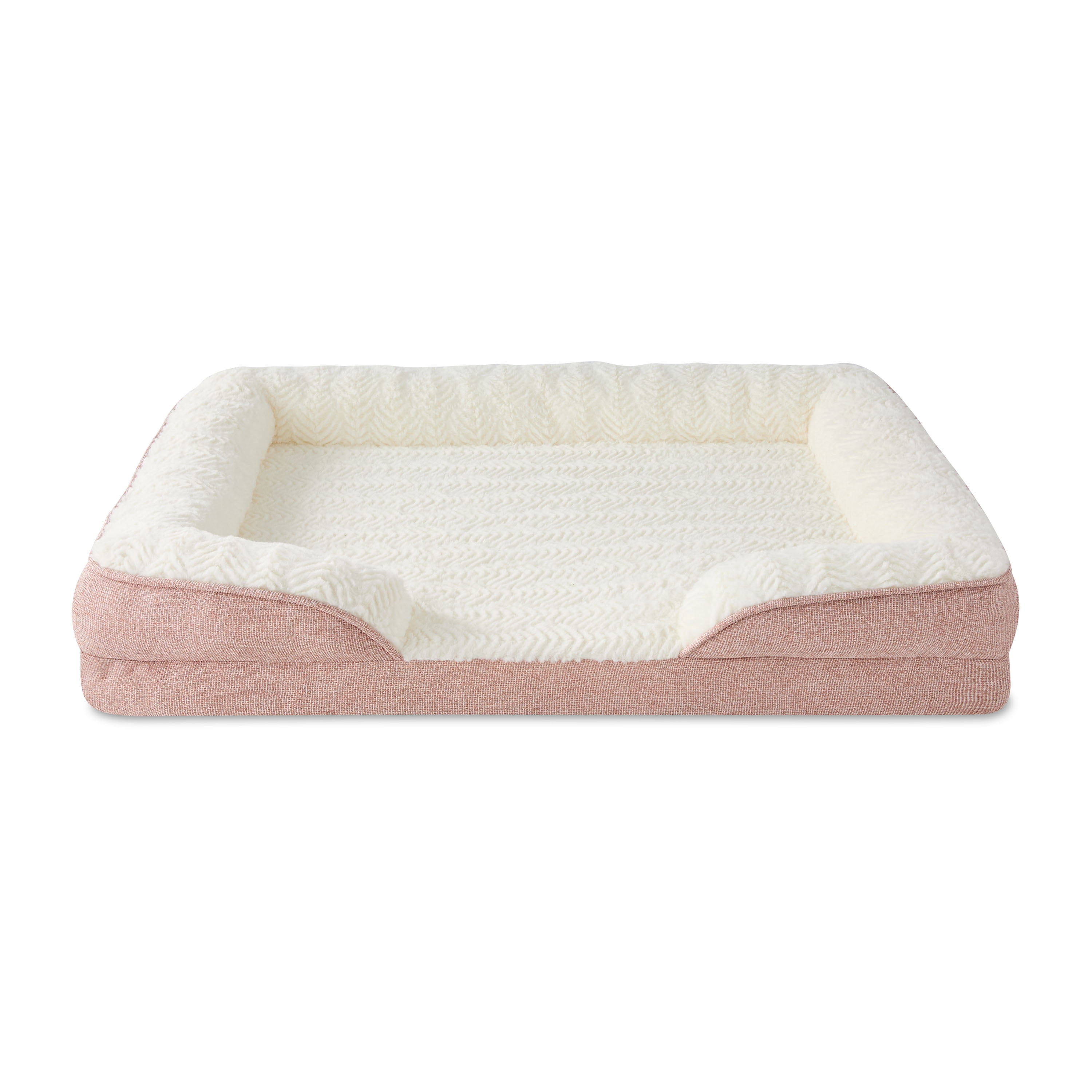 Vibrant Life Medium Orthopedic Bolster Dog Bed, Pink, 25" x 35"