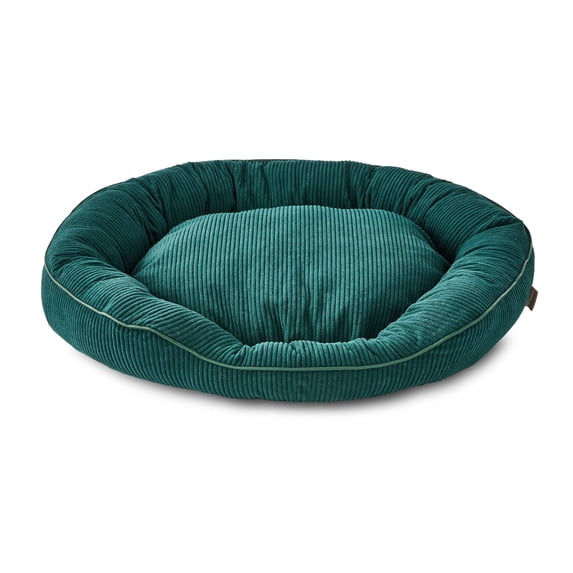 Vibrant Life Large Oval Corduroy Cuddler Pet Bed, Green, 30" x 27"