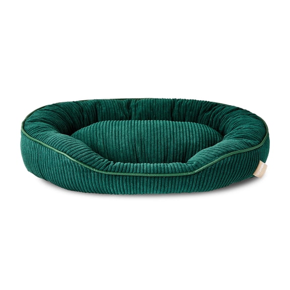 Vibrant Life Small Oval Corduroy Cuddler Pet Bed, Green, 22" x 15"