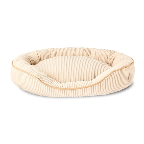 Vibrant Life Small Oval Corduroy Cuddler Pet Bed, Tan, 22" x 15"