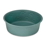 Vibrant Life Large Stainless Steel Embossed Dog Bowl, Green Paws