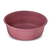 Vibrant Life Medium Stainless Steel Embossed Dog Bowl, Pink Paws