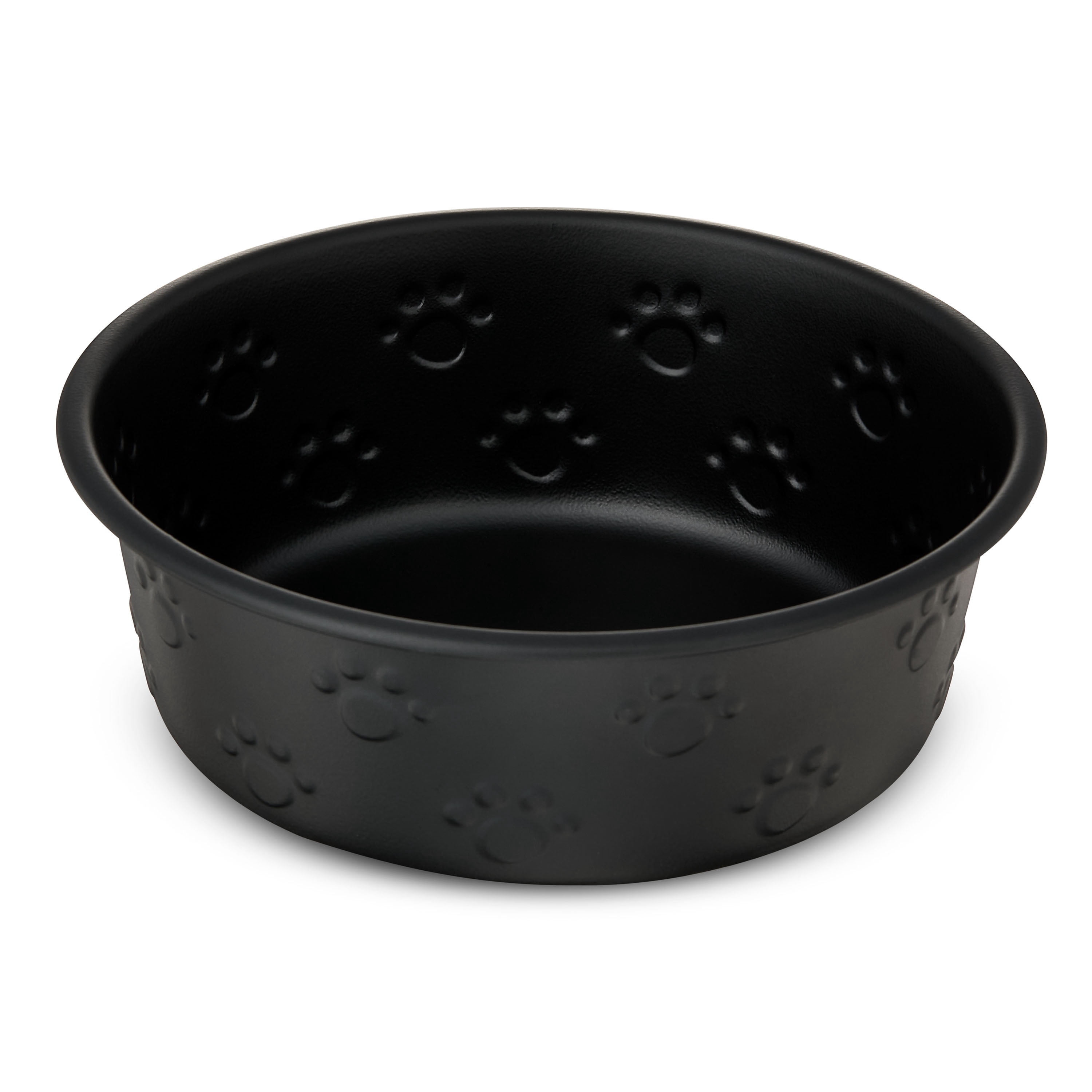 Vibrant Life Medium Stainless Steel Embossed Dog Bowl, Black Paws