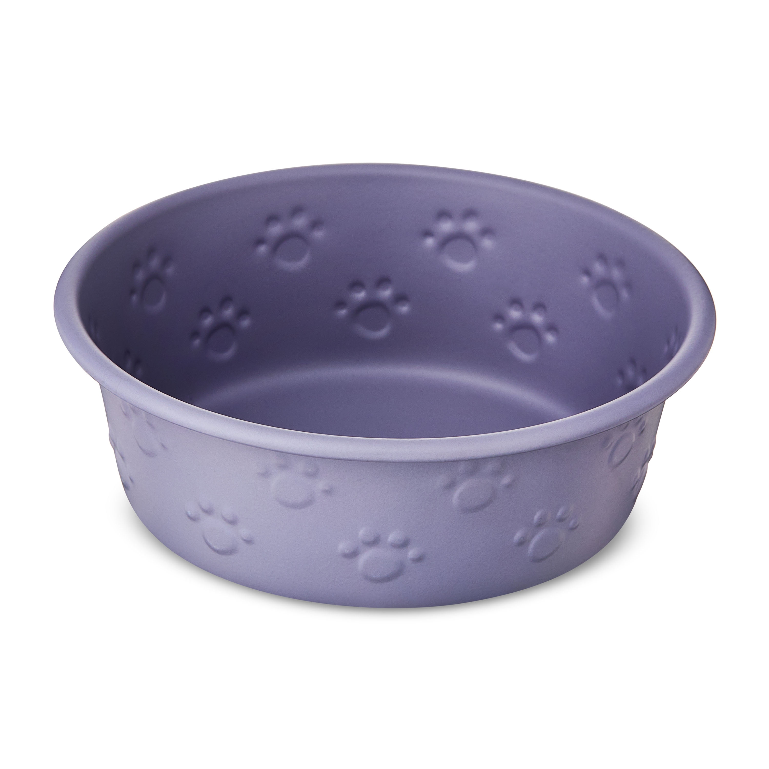Vibrant Life Small Stainless Steel Embossed Dog Bowl, Purple Paws