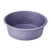 Vibrant Life Small Stainless Steel Embossed Dog Bowl, Purple Paws