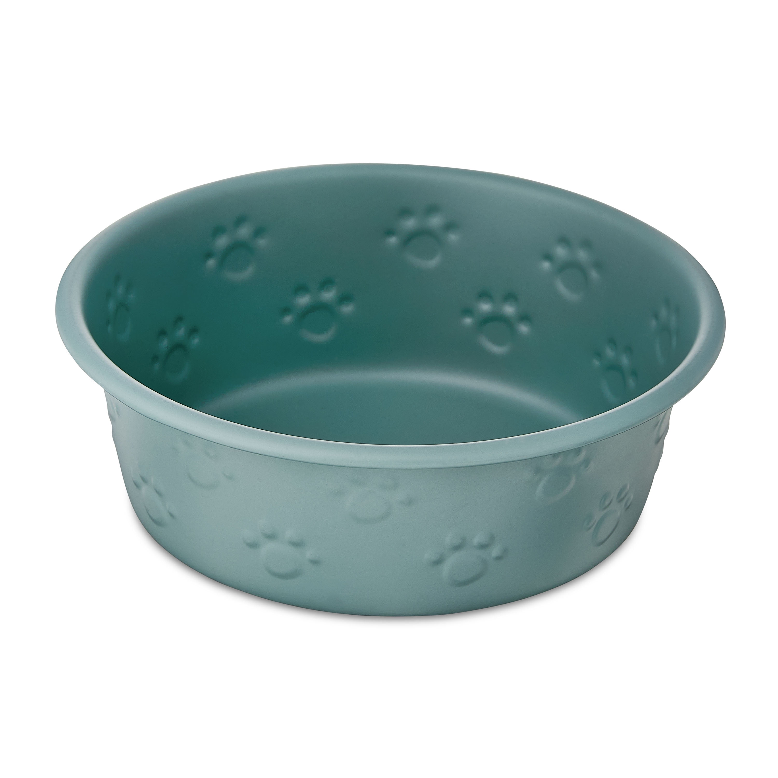 Vibrant Life Small Stainless Steel Embossed Dog Bowl, Green Paws