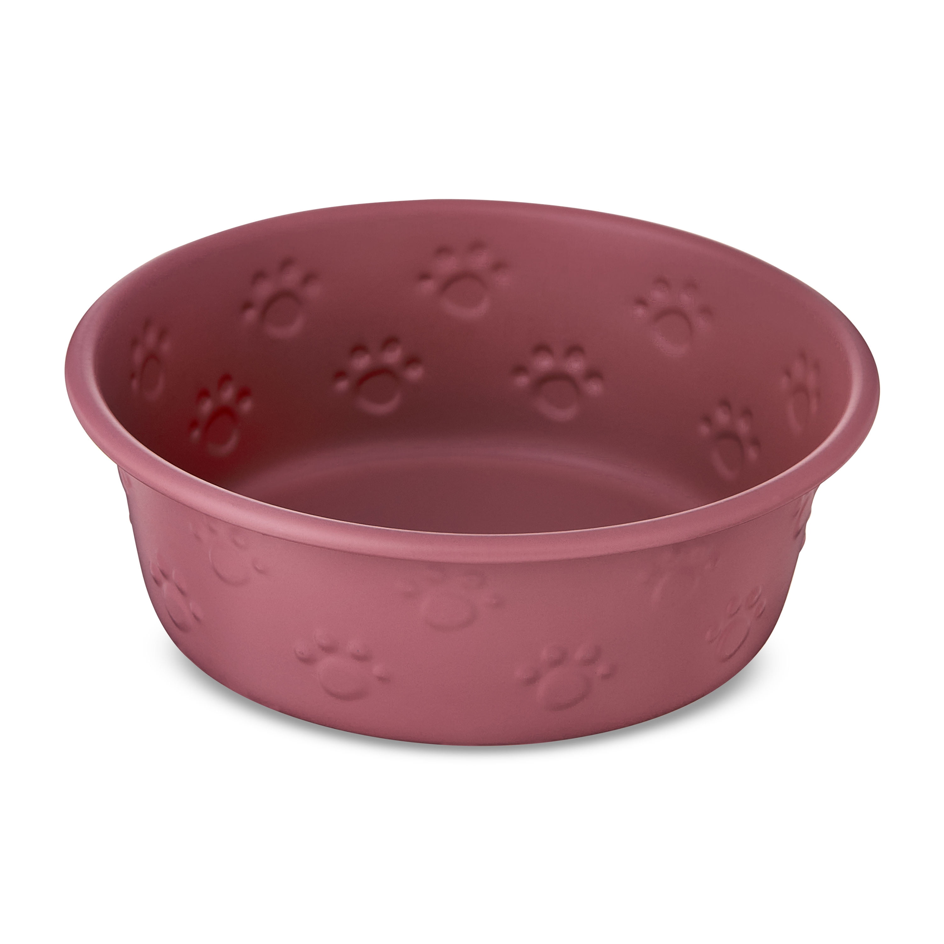Vibrant Life Small Stainless Steel Embossed Dog Bowl, Red Paws