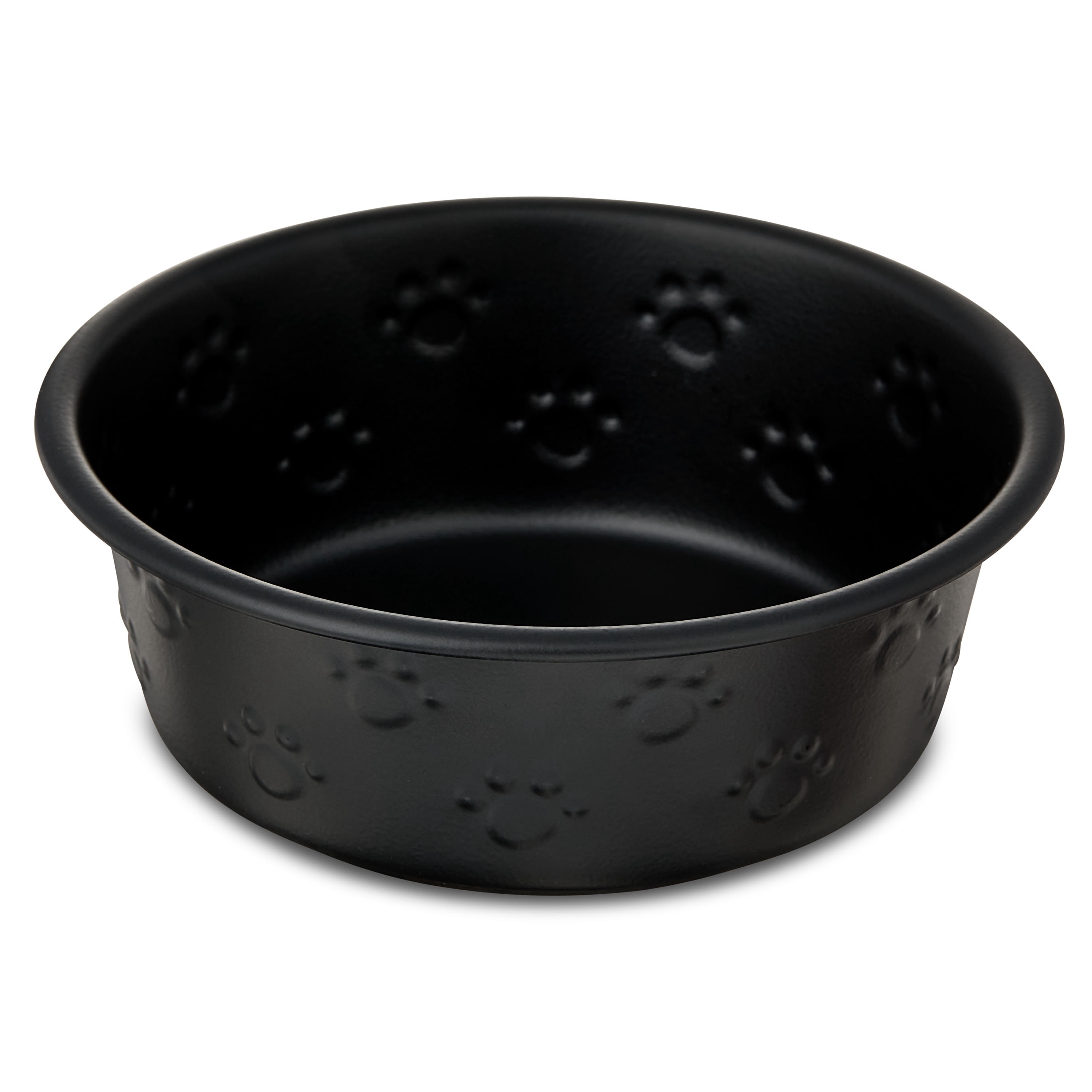 Vibrant Life Small Stainless Steel Embossed Dog Bowl, Black Paws