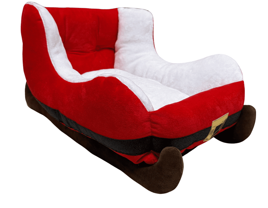 Vibrant Life Holiday Extra Small Sleigh Pet Bed, Red/White/Black, 19" x 16"
