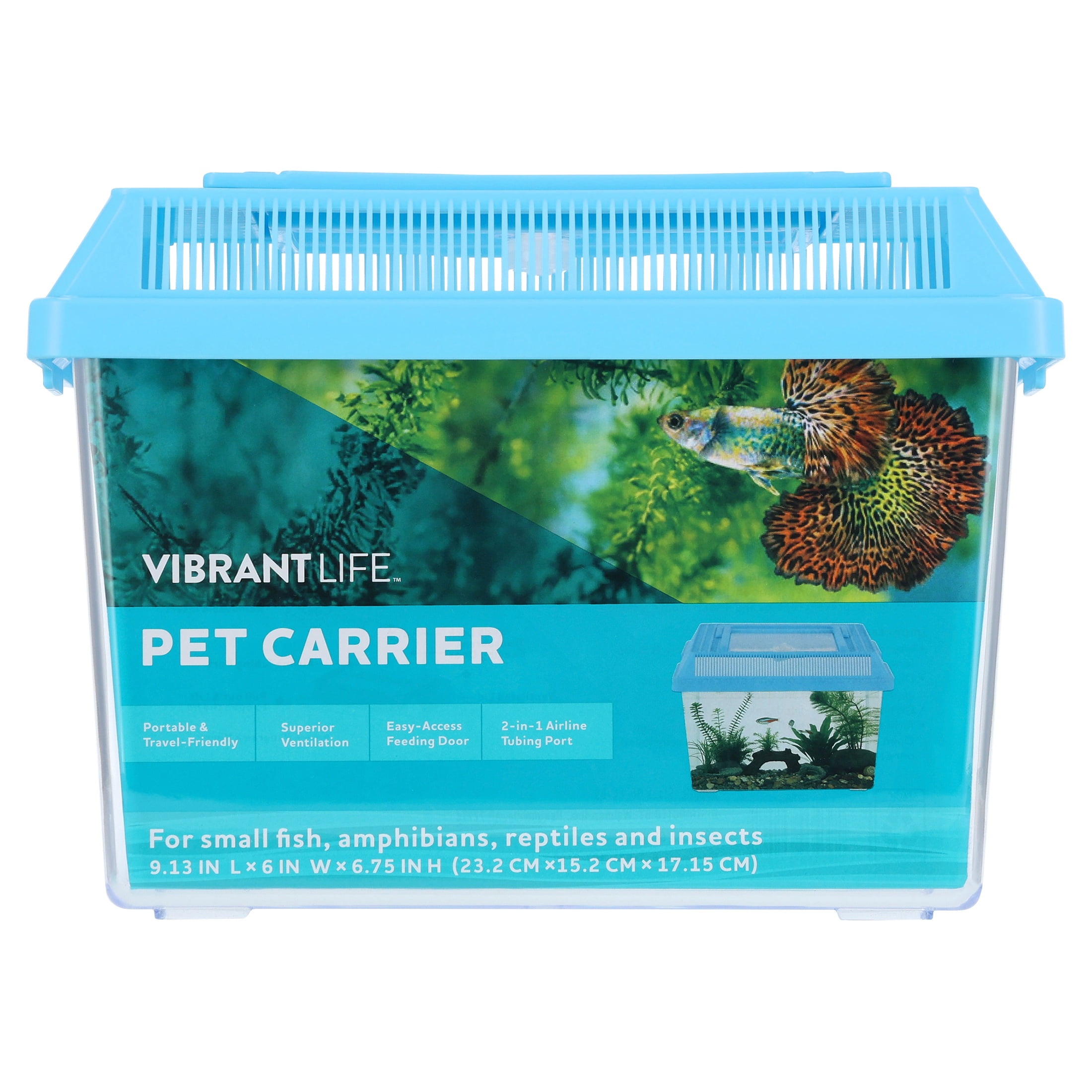 Vibrant Life Pet Carrier for Small Fish, Amphibians, Reptiles, and Insects, 9.13" x 6" x 6.75"