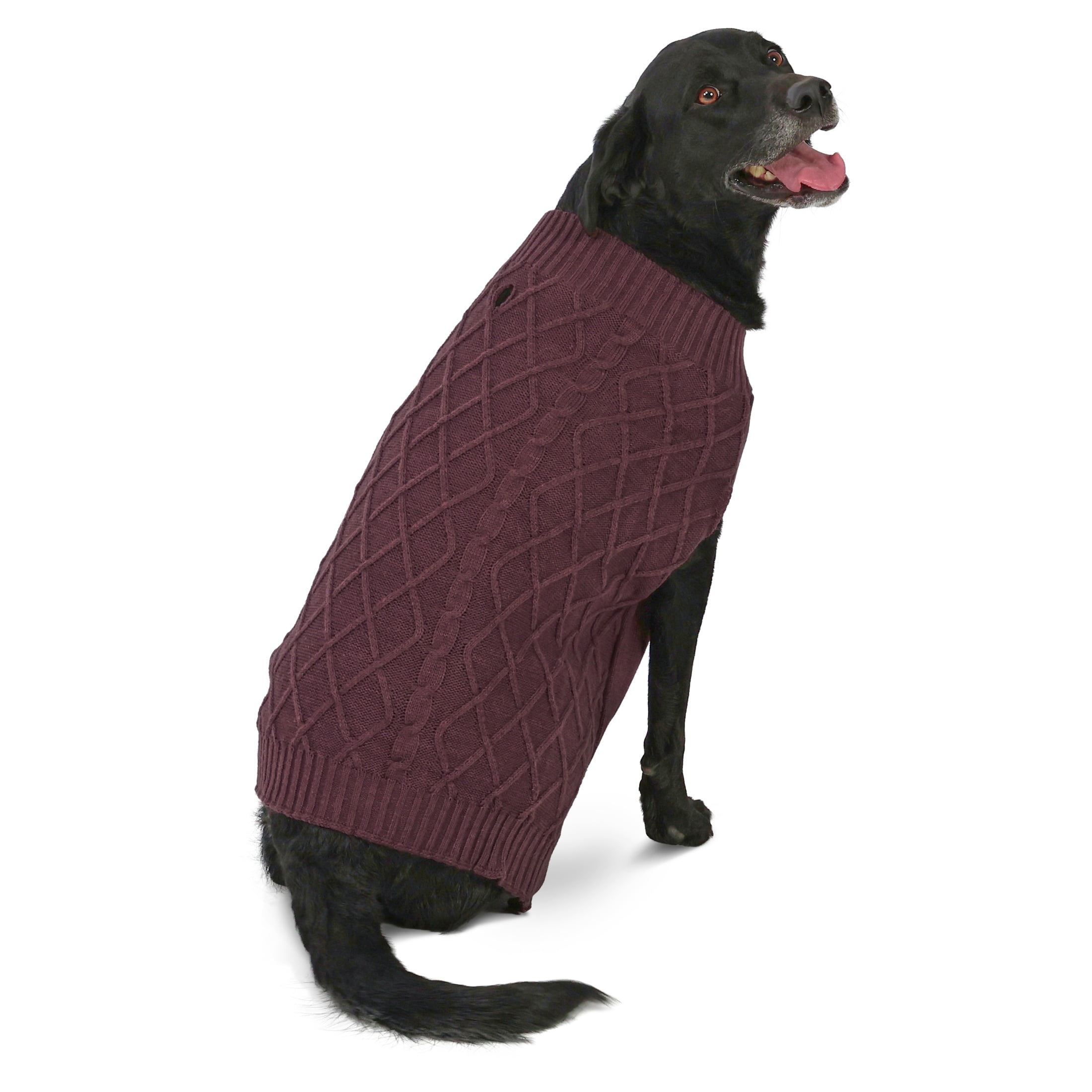 Vibrant Life Cable Knit Sweater for Dogs, Plum, L