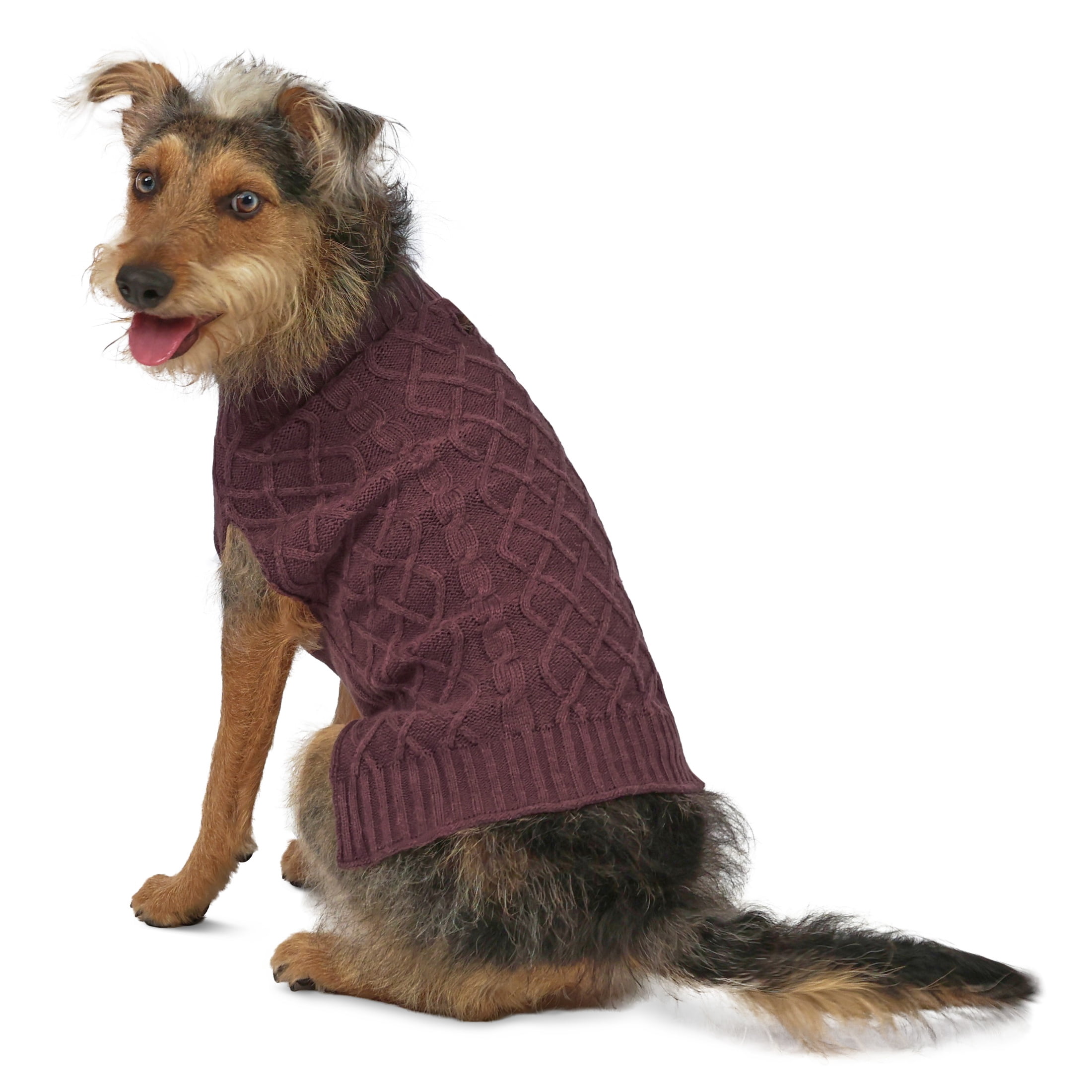 Vibrant Life Cable Knit Sweater for Dogs, Plum, M