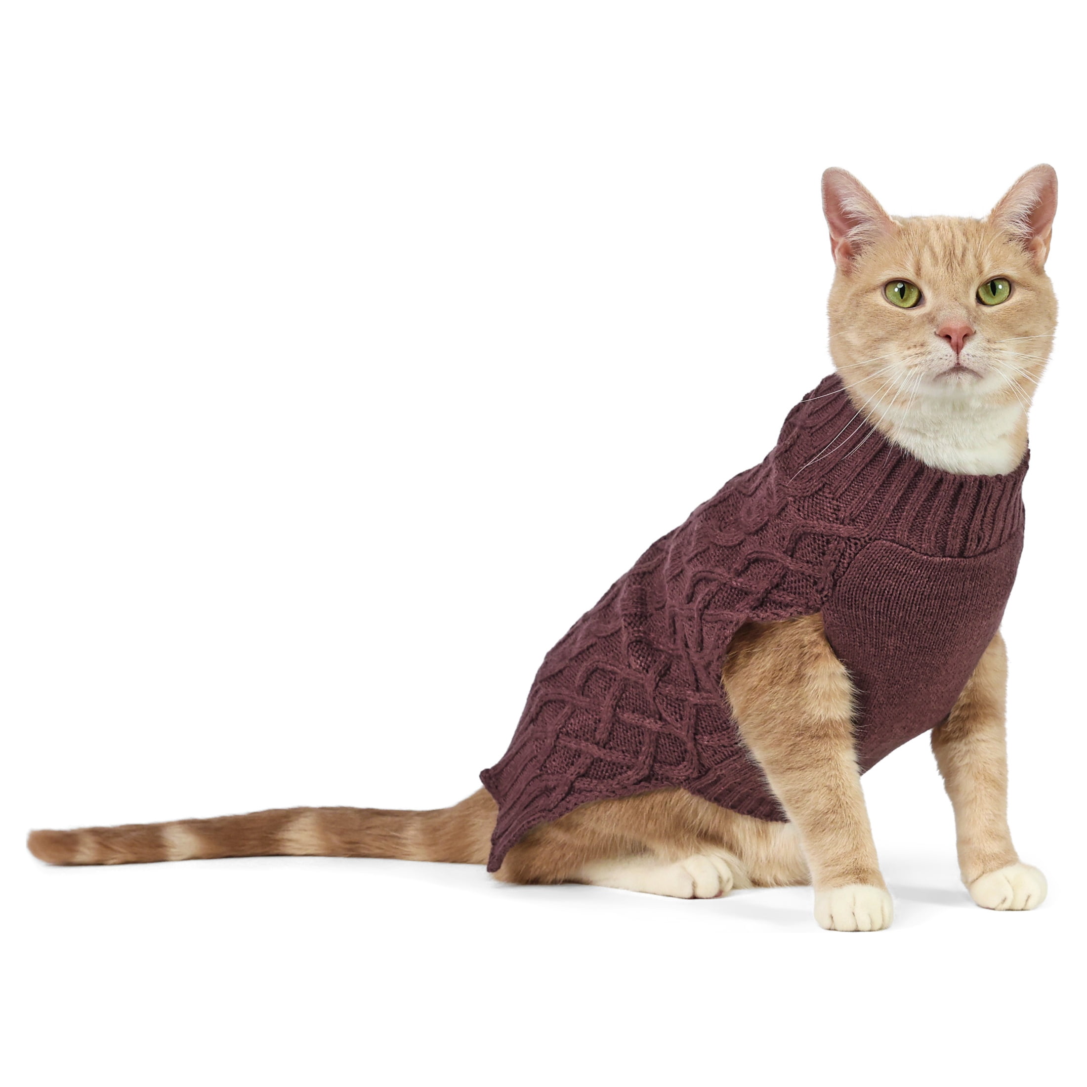 Vibrant Life Cable Knit Sweater for Dogs and Cats, Plum, S