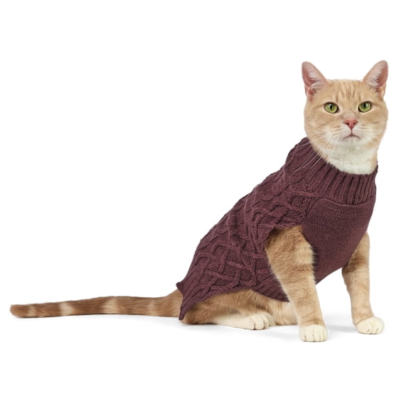Vibrant Life Cable Knit Sweater for Dogs and Cats, Plum, S