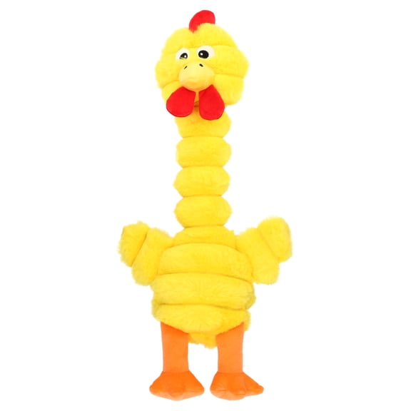 Vibrant Life Yellow Long Neck Chicken Plush Dog Toy with Squeaker, Chew Level 3