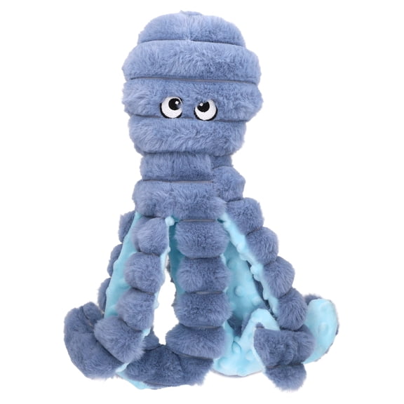 Vibrant Life Gray Octopus Plush Dog Toy with Squeaker, Chew Level 3