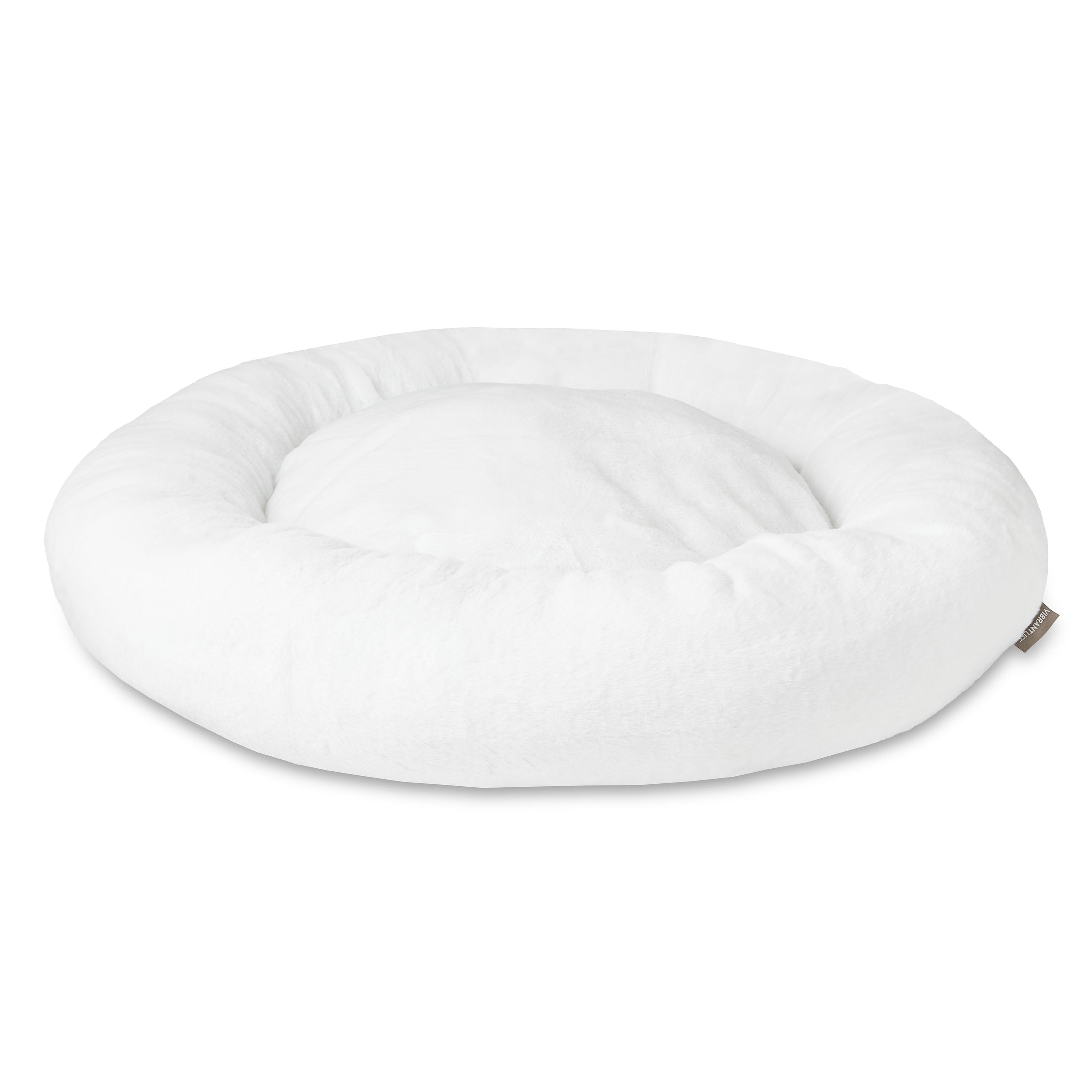 Vibrant Life Large Round Orthopedic Pet Bed, White, 30"