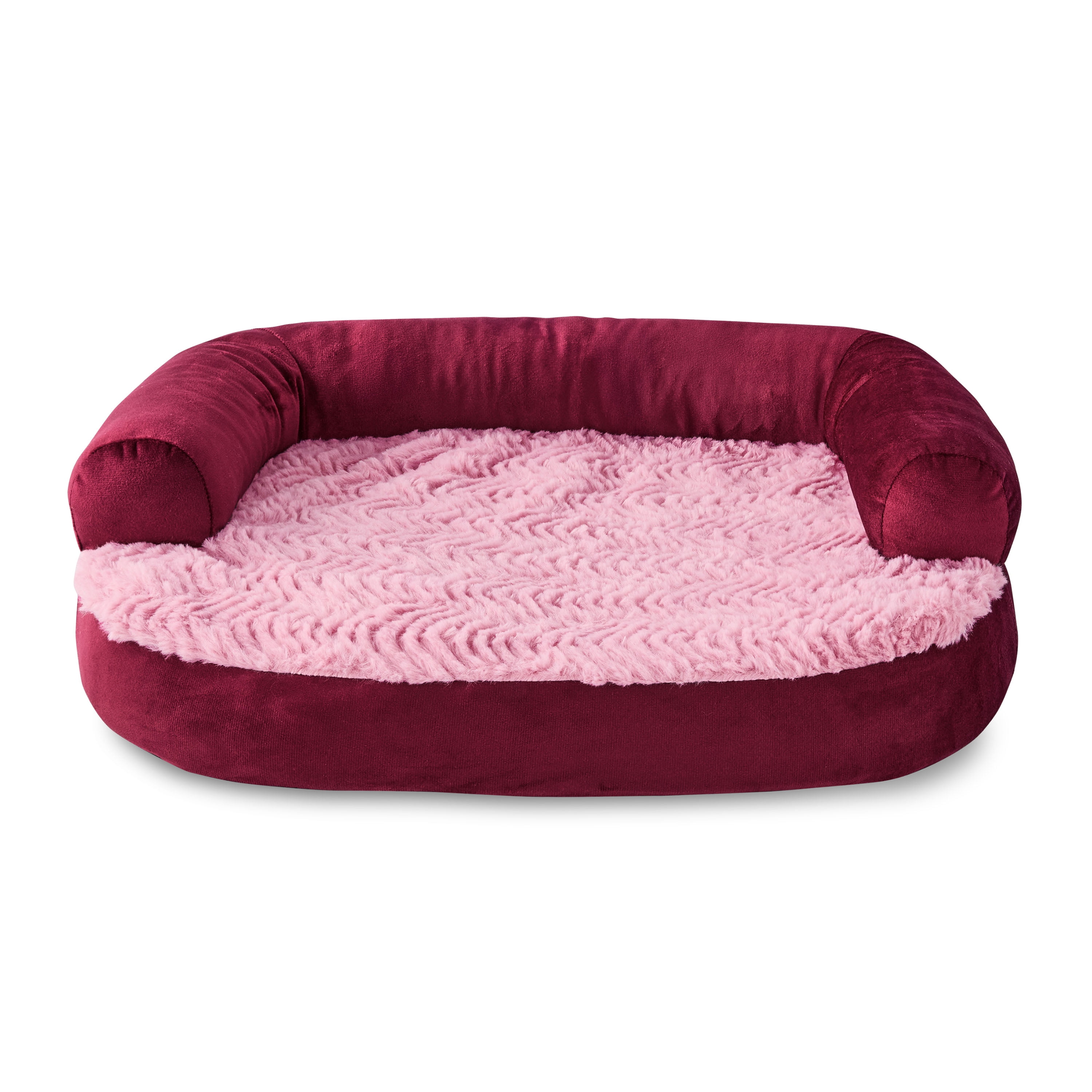 Vibrant Life Extra Small Round Corner Sofa Style Dog Bed, Red, 15" x 20"