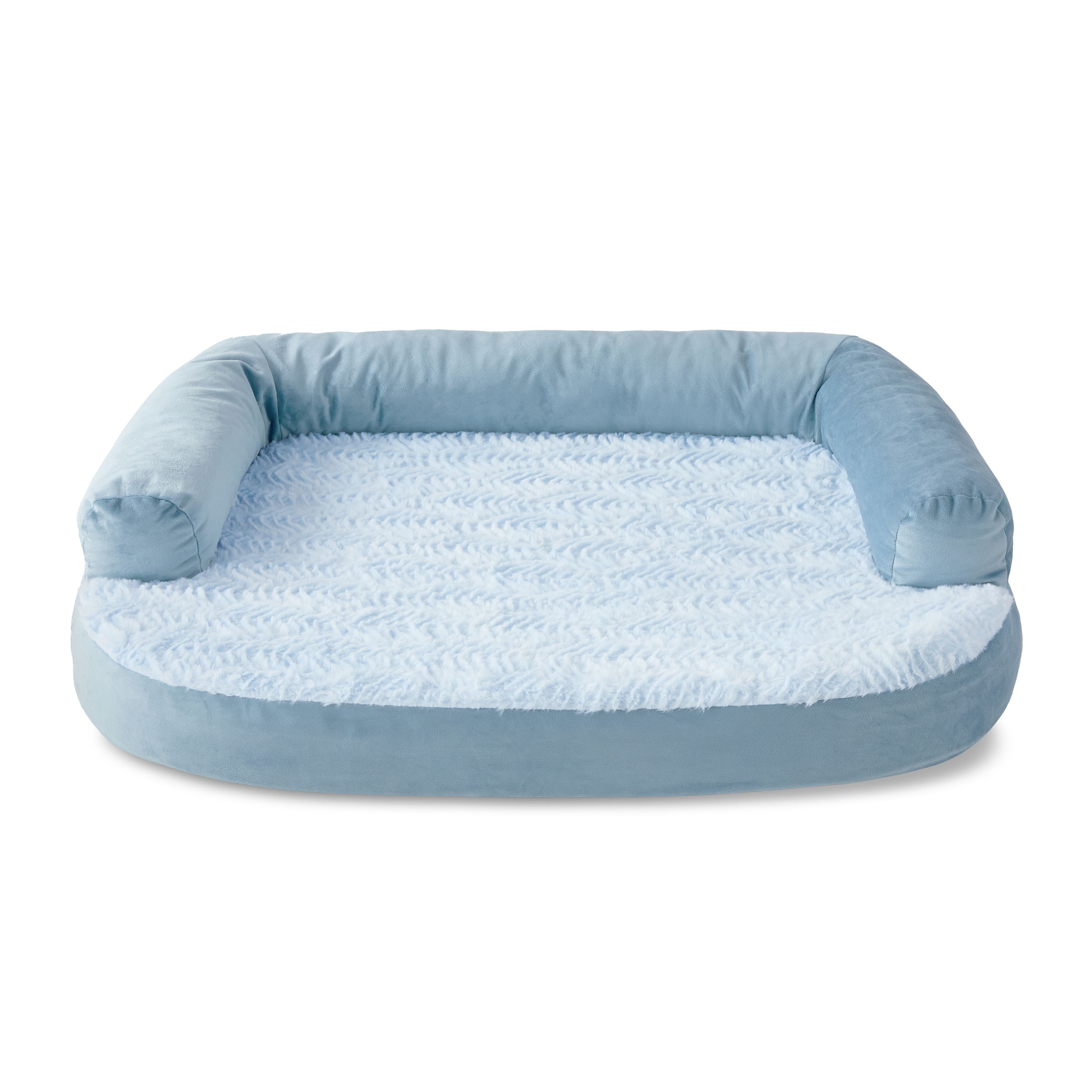 Vibrant Life Small Round Corner Sofa Style Dog Bed, Blue, 23" x 28"