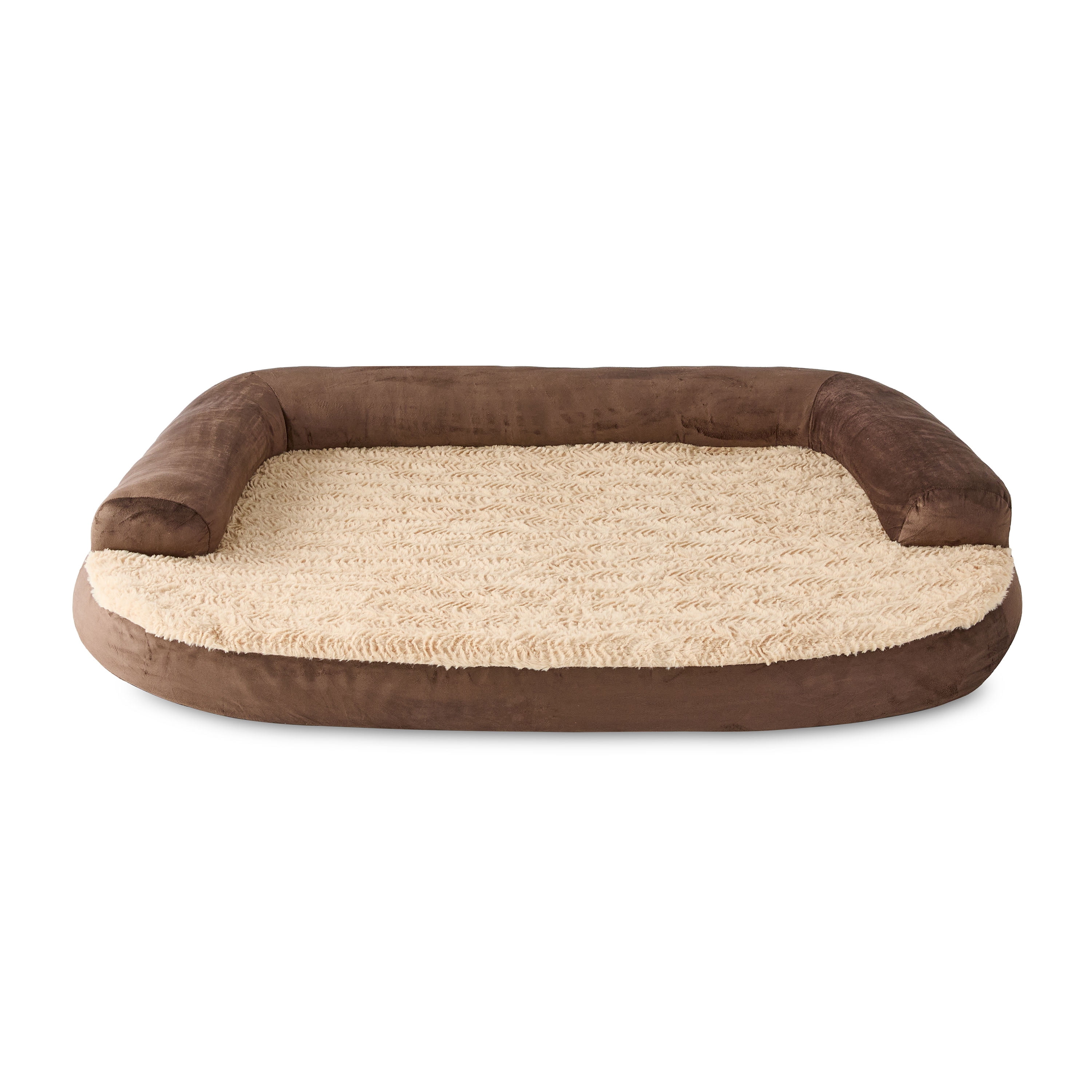 Vibrant Life Extra Large Round Corner Sofa Style Dog Bed, Brown, 35" x 48"