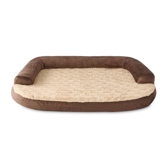 Vibrant Life Extra Large Round Corner Sofa Style Dog Bed, Brown, 35" x 48"
