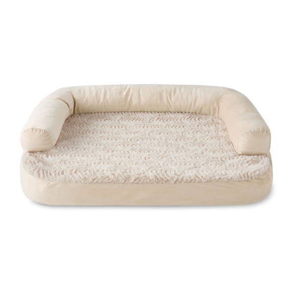 Vibrant Life Small Round Corner Sofa Style Dog Bed, Tan, 23" x 28"