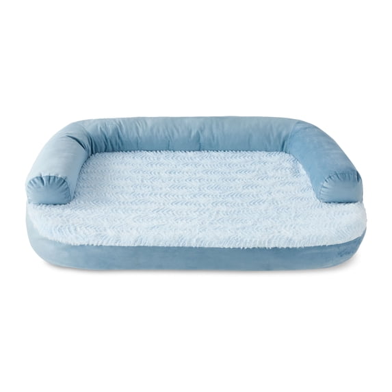 Vibrant Life Medium Round Corner Sofa Style Dog Bed, Blue, 25" x 35"