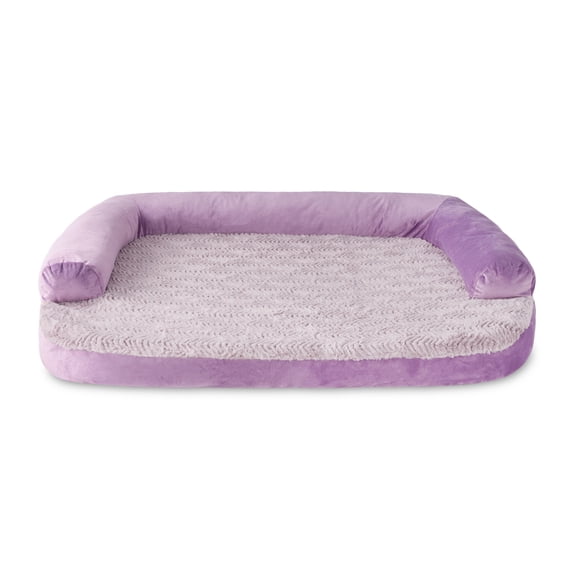 Vibrant Life Large Round Corner Sofa Style Dog Bed, Purple, 32" x 42"