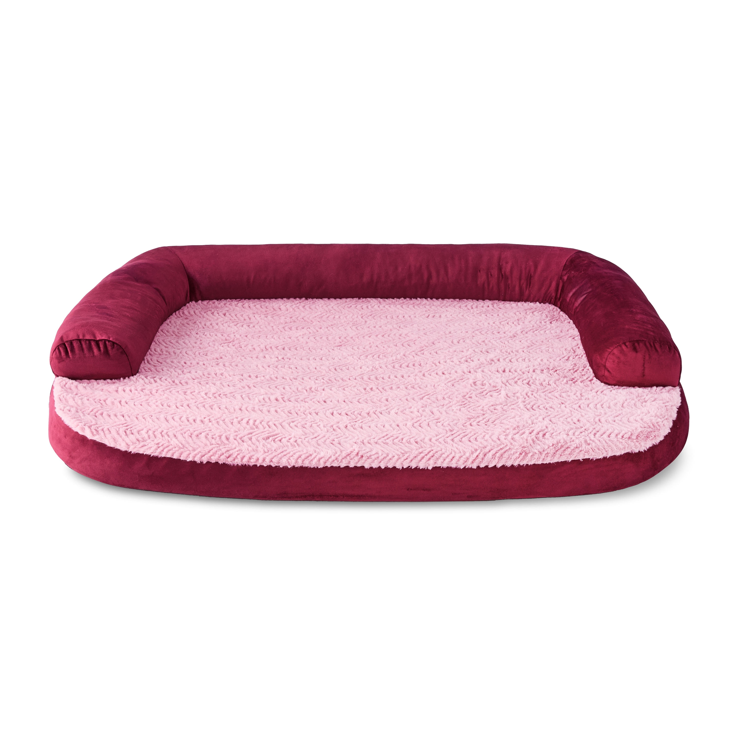 Vibrant Life Large Round Corner Sofa Style Dog Bed, Red, 32" x 42"