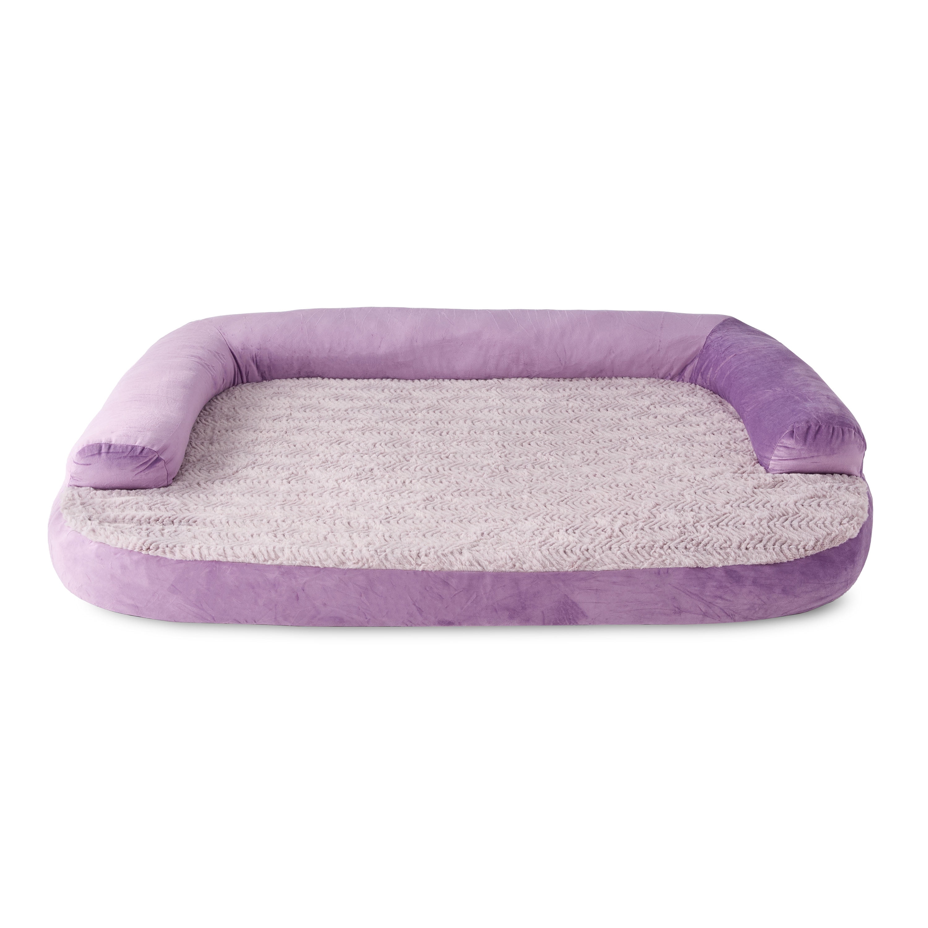 Vibrant Life Extra Large Round Corner Sofa Style Dog Bed, Purple, 35" x 48"