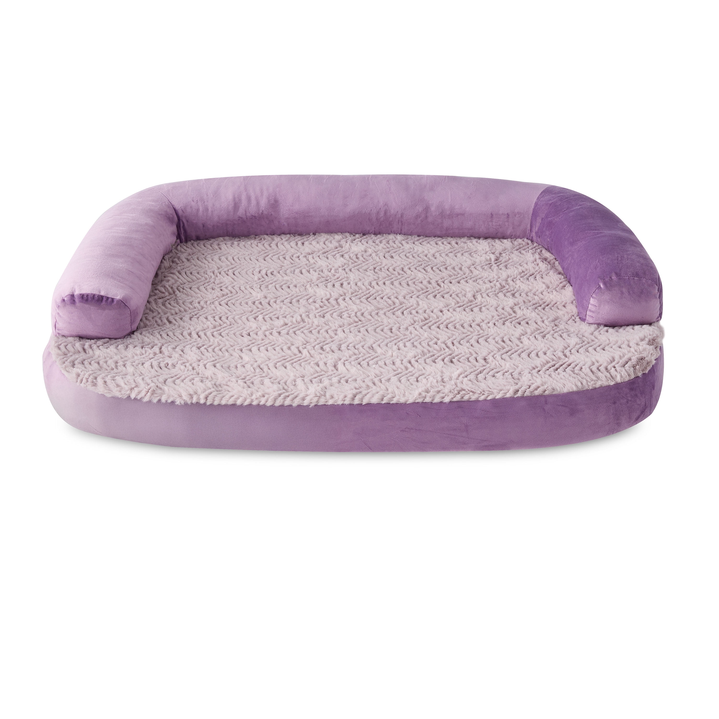 Vibrant Life Medium Round Corner Sofa Style Dog Bed, Purple, 25" x 35"
