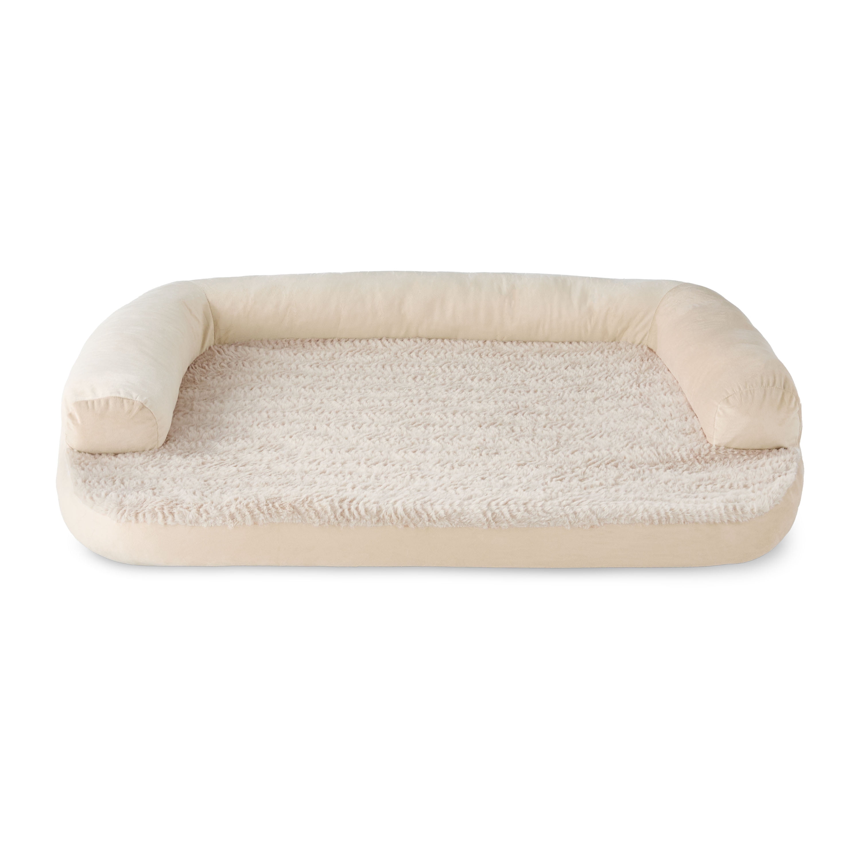 Vibrant Life Large Round Corner Sofa Style Dog Bed, Tan, 32" x 42"