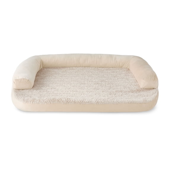 Vibrant Life Large Round Corner Sofa Style Dog Bed, Tan, 32" x 42"