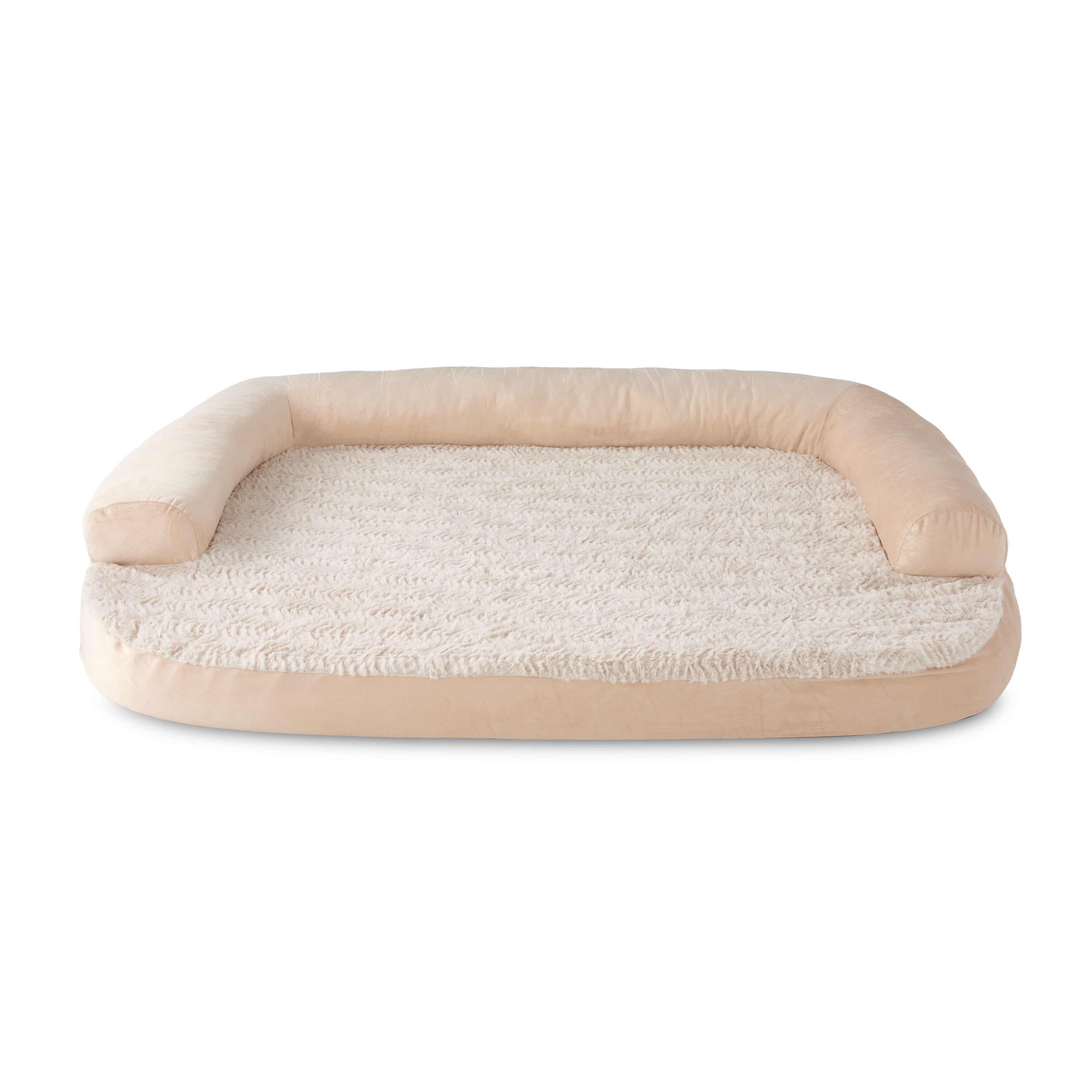 Vibrant Life Extra Large Round Corner Sofa Style Dog Bed, Tan, 35" x 48"