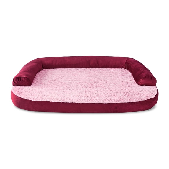 Vibrant Life Extra Large Round Corner Sofa Style Dog Bed, Red, 35" x 48"