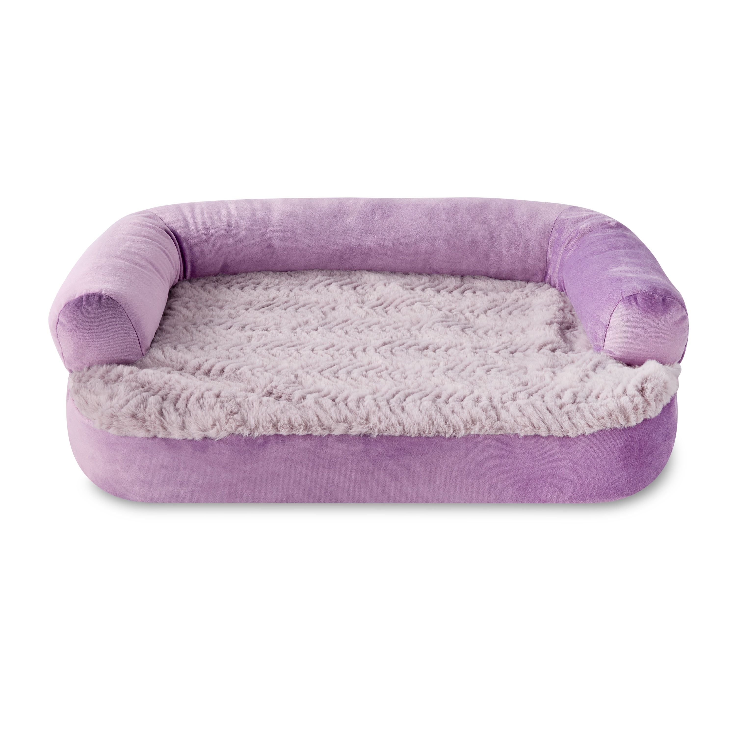 Vibrant Life Extra Small Round Corner Sofa Style Dog Bed, Purple, 15" x 20"