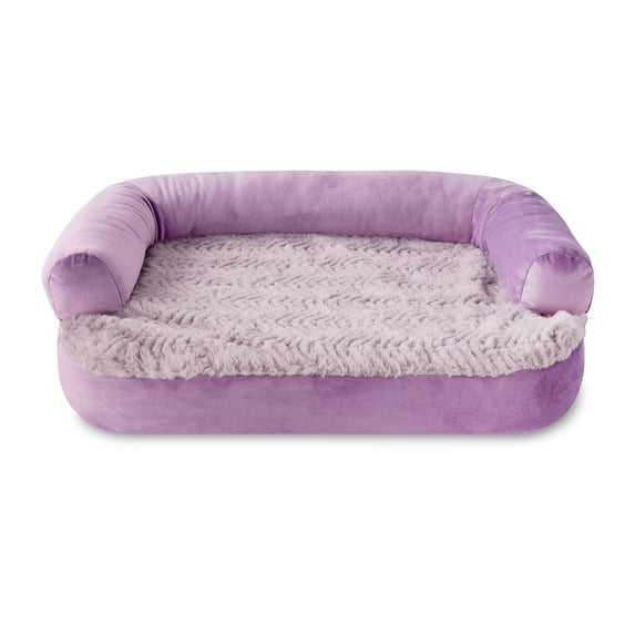 Vibrant Life Extra Small Round Corner Sofa Style Dog Bed, Purple, 15" x 20"
