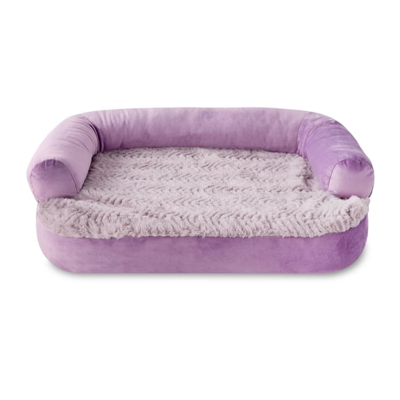 Vibrant Life Extra Small Round Corner Sofa Style Dog Bed, Purple, 15" x 20"
