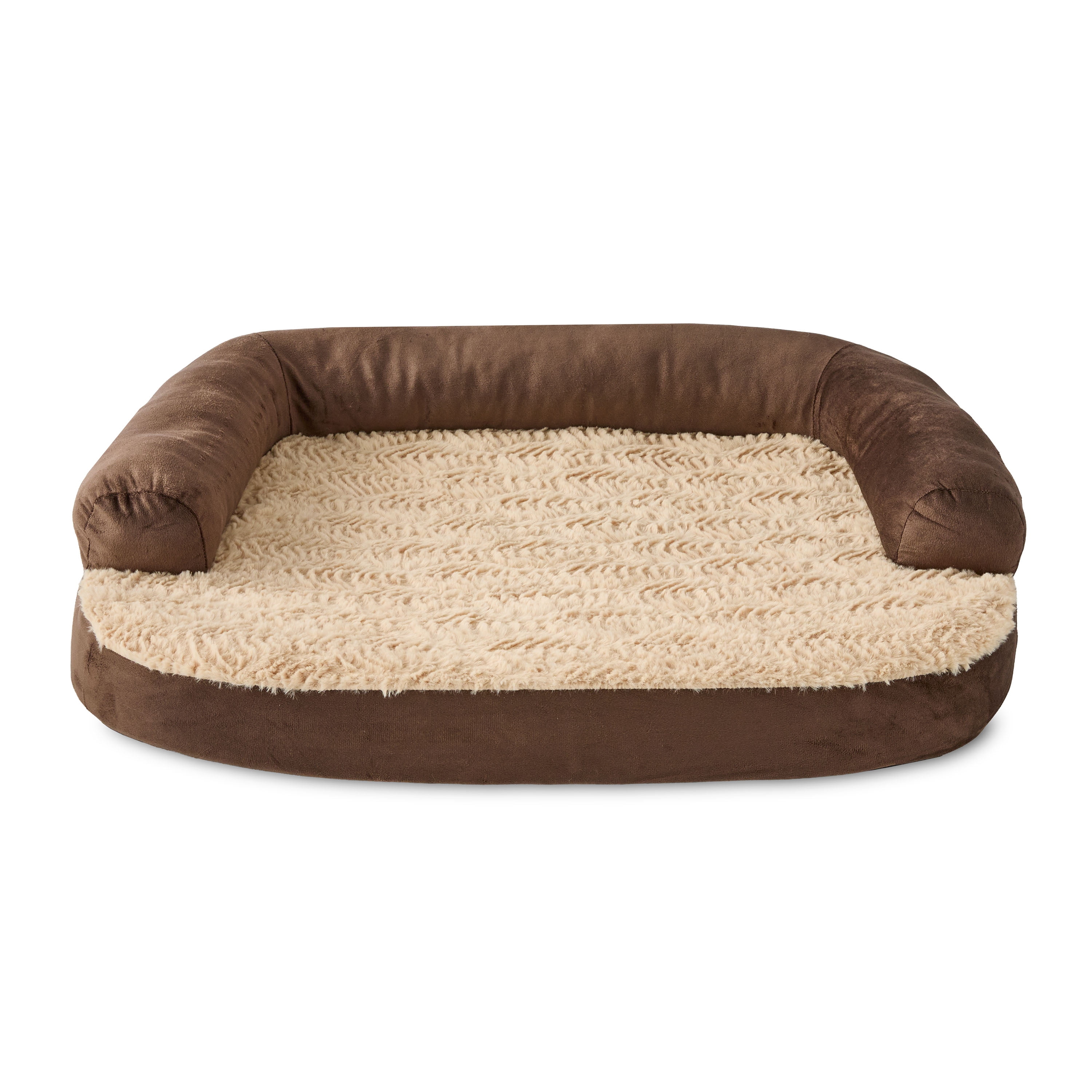 Vibrant Life Small Round Corner Sofa Style Dog Bed, Brown, 23" x 28"