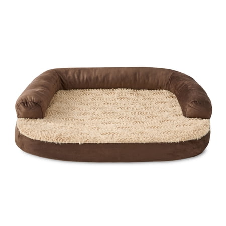 Vibrant Life Small Round Corner Sofa Style Dog Bed, Brown, 23" x 28"