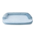 thumbnail image 1 of Vibrant Life Large Round Corner Sofa Style Dog Bed, Blue, 32" x 42", 1 of 6
