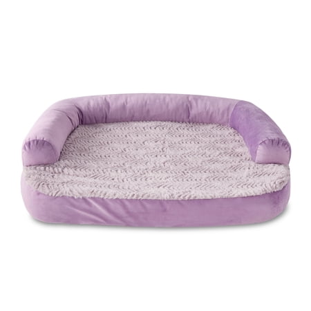 Vibrant Life Small Round Corner Sofa Style Dog Bed, Purple, 23" x 28"