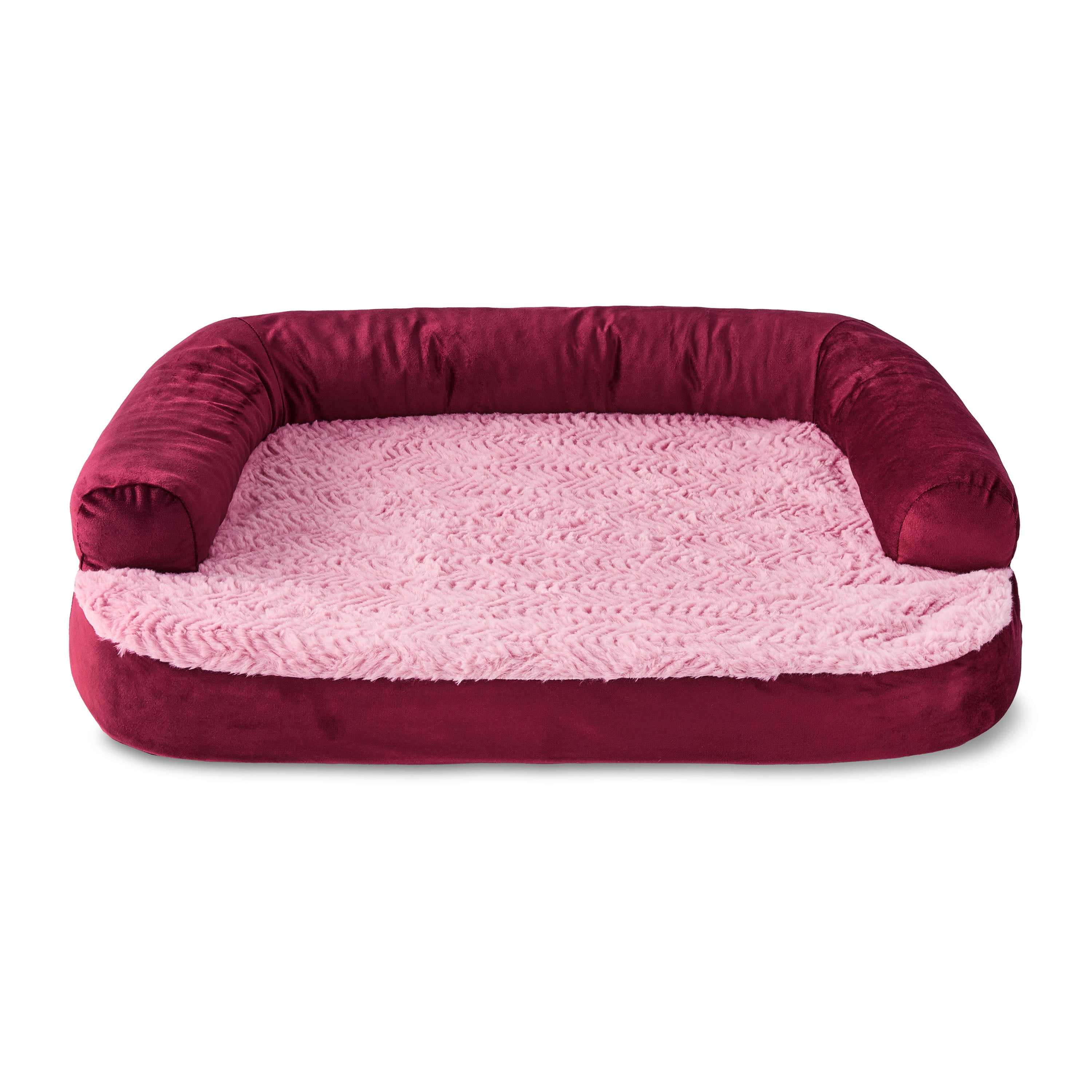 Vibrant Life Small Round Corner Sofa Style Dog Bed, Red, 23" x 28"