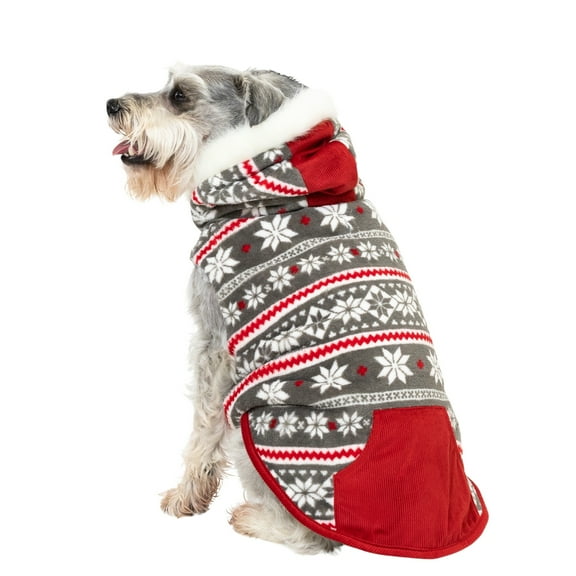 Vibrant Life Medium Winter Coat for Dogs, Snowflake Design, Red White