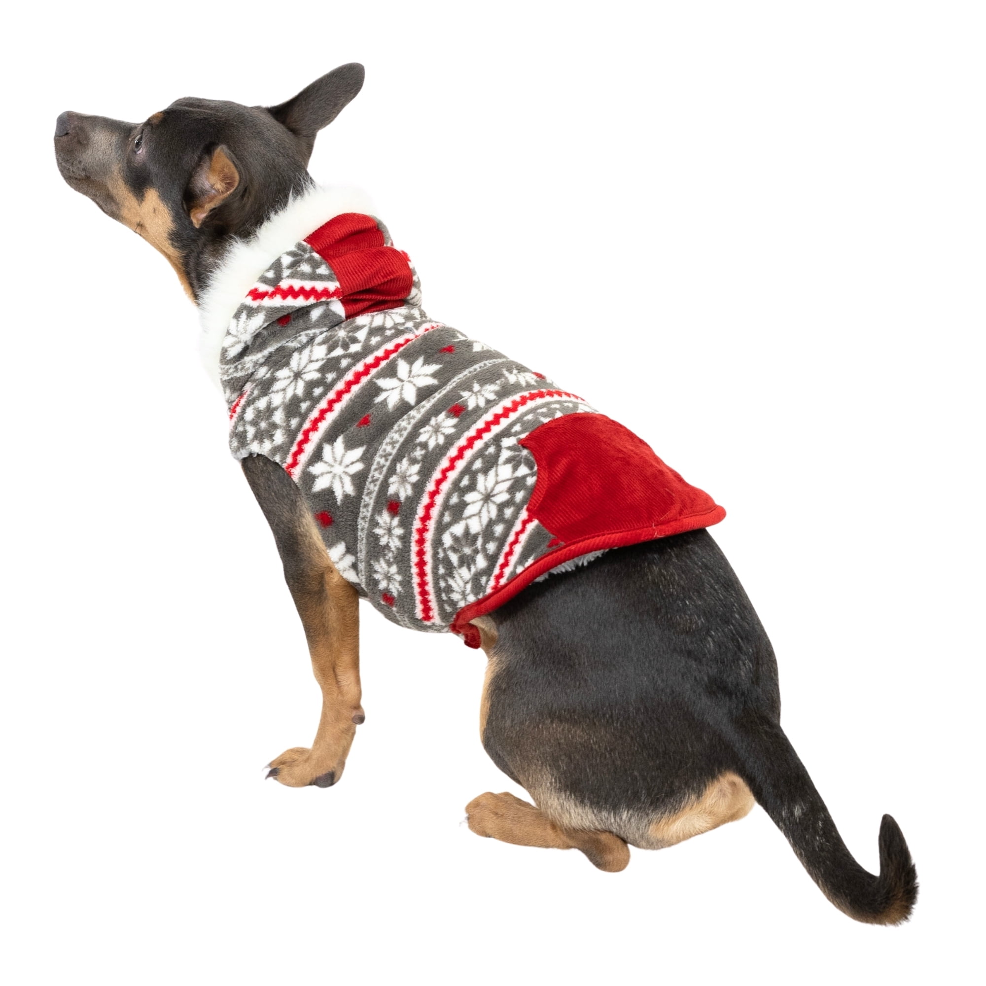 Vibrant Life Winter Coat for Cats & Dogs, Snowflake, Red and White, Small